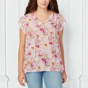 Buffalo David Bitton, Pink Floral Blouse, Size XL